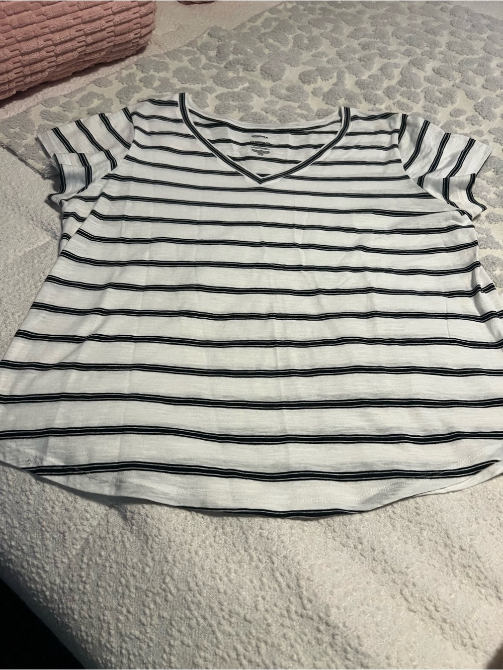 Sonoma White V-Neck Tee with Black Stripes